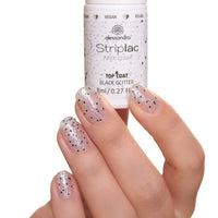 Striplac Peel or Soak Gellak - Top coat black glitter