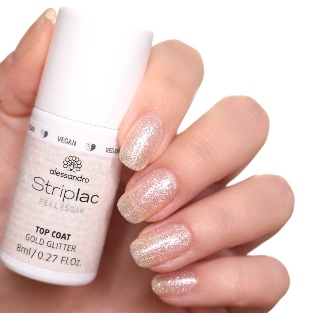 Striplac Peel or Soak Gellak - Top coat gold glitter