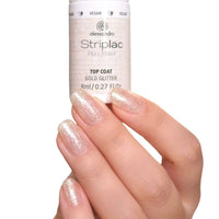 Striplac Peel or Soak Gellak - Top coat gold glitter